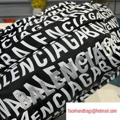 Balenciaga Wheel Logo Nylon Belt Pack Bag All Over Logo Black/White