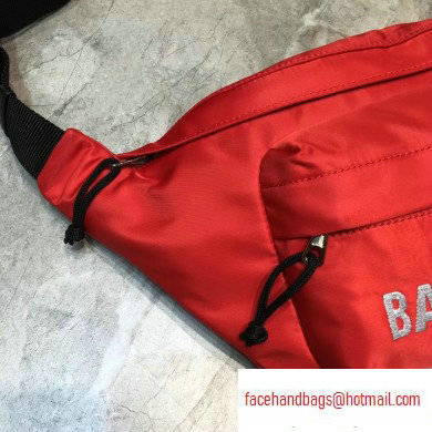 Balenciaga Wheel Logo Nylon Belt Pack Bag Red - Click Image to Close