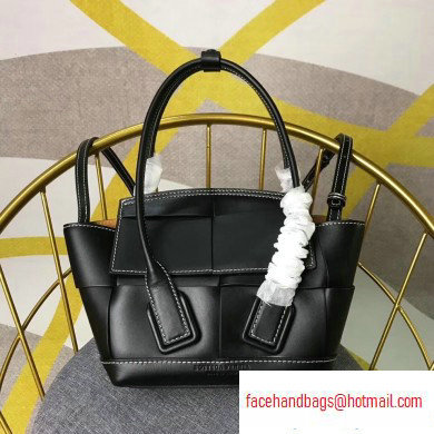Bottega Veneta Arco 29 Top Handle Mini Bag with Maxi Weave Black 2020