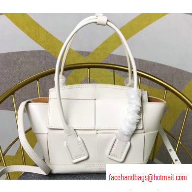 Bottega Veneta Arco 29 Top Handle Mini Bag with Maxi Weave White 2020