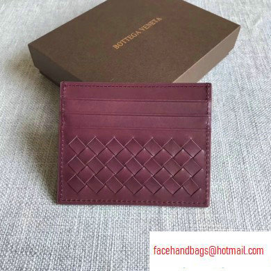 Bottega Veneta Card Case In Intrecciato Weave Burgundy - Click Image to Close