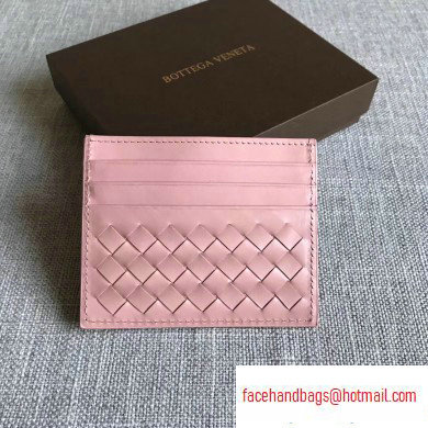 Bottega Veneta Card Case In Intrecciato Weave Pink