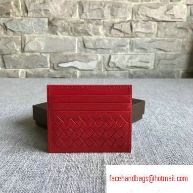Bottega Veneta Card Case In Intrecciato Weave Red