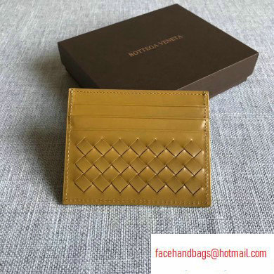 Bottega Veneta Card Case In Intrecciato Weave Yellow - Click Image to Close