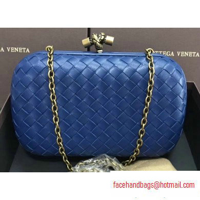 Bottega Veneta Intrecciato Bronze Chain Knot Clutch Bag Blue - Click Image to Close