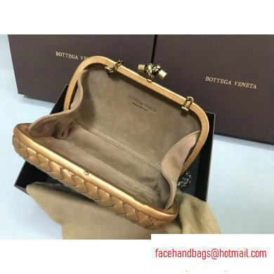 Bottega Veneta Intrecciato Bronze Chain Knot Clutch Bag Gold