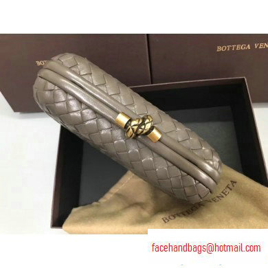 Bottega Veneta Intrecciato Bronze Chain Knot Clutch Bag Gray - Click Image to Close