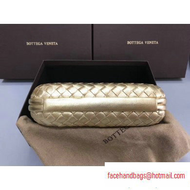 Bottega Veneta Intrecciato Bronze Chain Knot Clutch Bag Light Gold