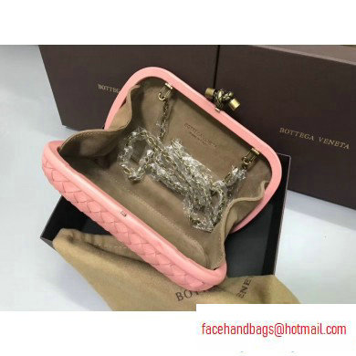 Bottega Veneta Intrecciato Bronze Chain Knot Clutch Bag Pink