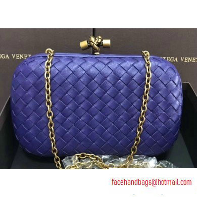 Bottega Veneta Intrecciato Bronze Chain Knot Clutch Bag Purple - Click Image to Close