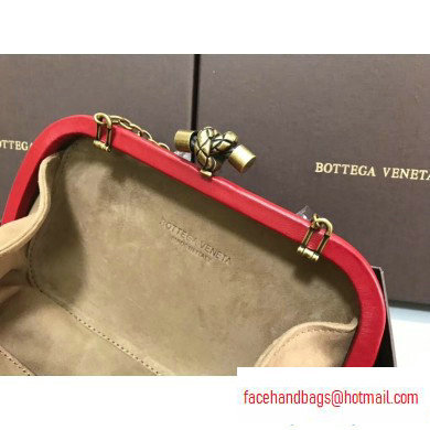 Bottega Veneta Intrecciato Bronze Chain Knot Clutch Bag Red