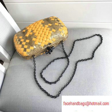 Bottega Veneta Intrecciato Chain Knot Clutch Bag Python Yellow - Click Image to Close