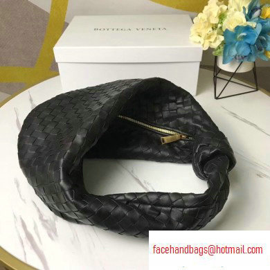 Bottega Veneta Knotted Handle Medium BV Jodie Hobo Bag in Woven Leather Black 2020