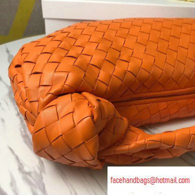 Bottega Veneta Knotted Handle Medium BV Jodie Hobo Bag in Woven Leather Orange 2020