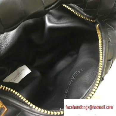 Bottega Veneta Rounded Mini BV Jodie Hobo Bag in Woven Leather Black 2020