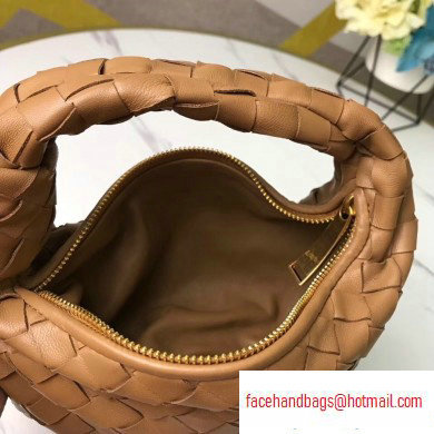 Bottega Veneta Rounded Mini BV Jodie Hobo Bag in Woven Leather Brown 2020