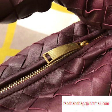 Bottega Veneta Rounded Mini BV Jodie Hobo Bag in Woven Leather Burgundy 2020