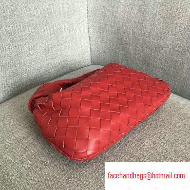 Bottega Veneta Rounded Mini BV Jodie Hobo Bag in Woven Leather Red 2020
