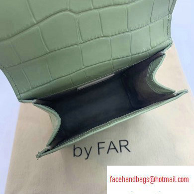 By Far Ball Bag in Croco Embossed Leather Light Green