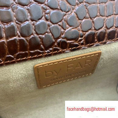 By Far Mini Bag in Croco Embossed Leather Coffee