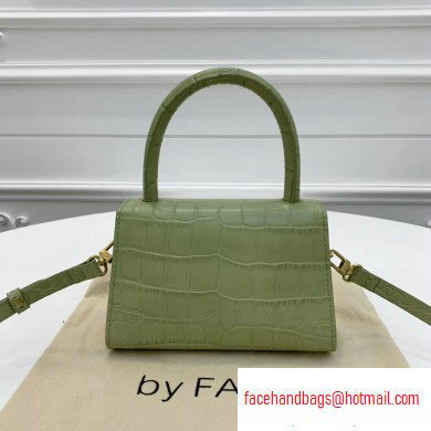 By Far Mini Bag in Croco Embossed Leather Light Green