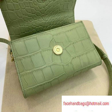 By Far Mini Bag in Croco Embossed Leather Light Green