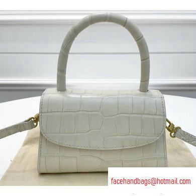 By Far Mini Bag in Croco Embossed Leather White - Click Image to Close