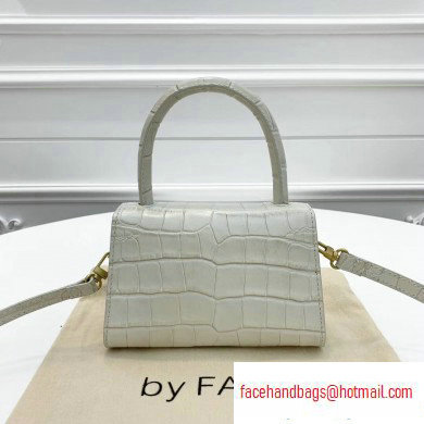 By Far Mini Bag in Croco Embossed Leather White - Click Image to Close