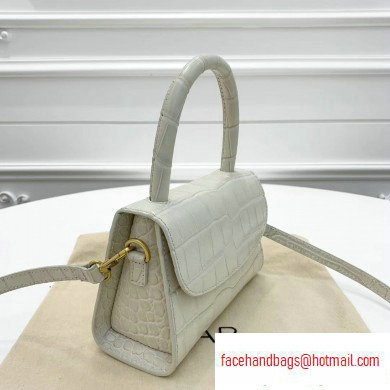 By Far Mini Bag in Croco Embossed Leather White