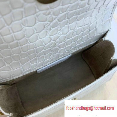 By Far Mini Bag in Croco Embossed Leather White