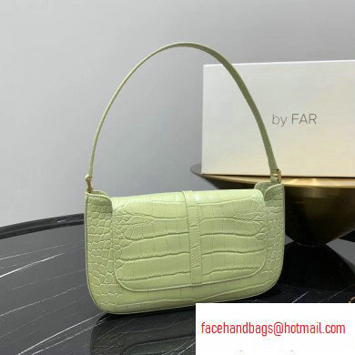 By Far Miranda Bag in Croco Embossed Leather Light Green - Click Image to Close