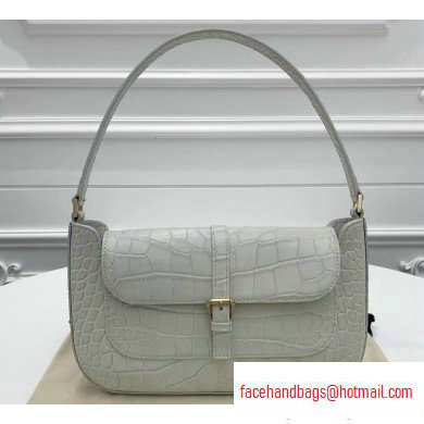 By Far Miranda Bag in Croco Embossed Leather White - Click Image to Close