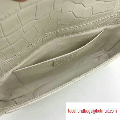 By Far Miranda Bag in Croco Embossed Leather White