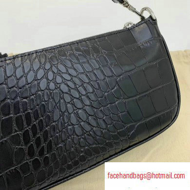 By Far Rachel Bag in Croco Embossed Leather Black - Click Image to Close