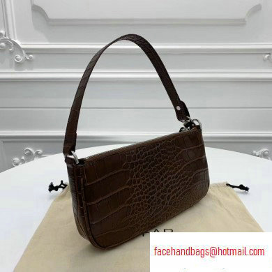 By Far Rachel Bag in Croco Embossed Leather Coffee - Click Image to Close