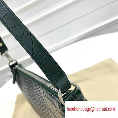 By Far Rachel Bag in Croco Embossed Leather Dark Green - Click Image to Close