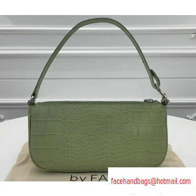 By Far Rachel Bag in Croco Embossed Leather Light Green - Click Image to Close