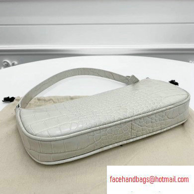 By Far Rachel Bag in Croco Embossed Leather White - Click Image to Close
