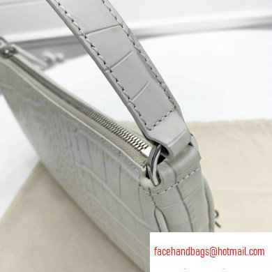 By Far Rachel Bag in Croco Embossed Leather White