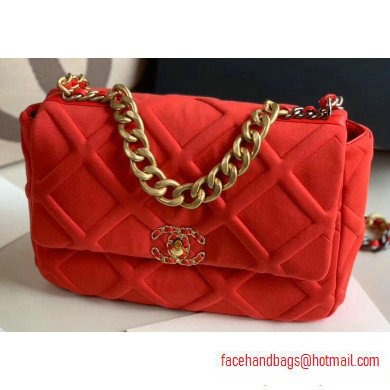 Chanel 19 Large Jersey Flap Bag AS1161 Red 2020