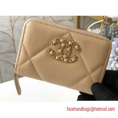 Chanel 19 Leather Zipped Coin Purse AP0949 Beige 2020 - Click Image to Close