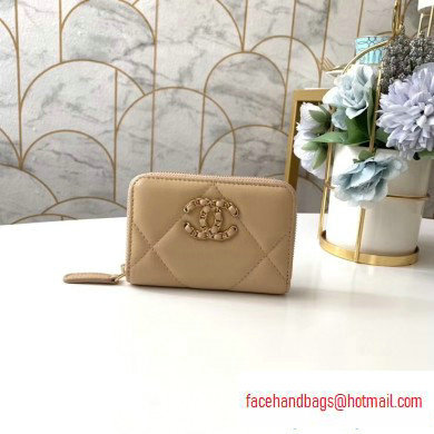 Chanel 19 Leather Zipped Coin Purse AP0949 Beige 2020