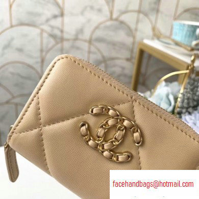 Chanel 19 Leather Zipped Coin Purse AP0949 Beige 2020 - Click Image to Close