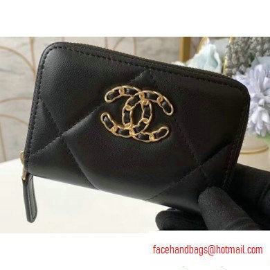 Chanel 19 Leather Zipped Coin Purse AP0949 Black 2020