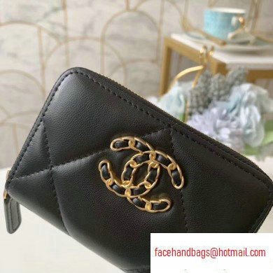 Chanel 19 Leather Zipped Coin Purse AP0949 Black 2020