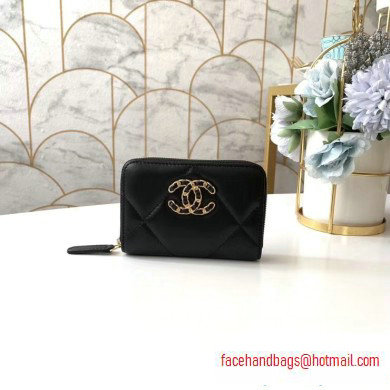 Chanel 19 Leather Zipped Coin Purse AP0949 Black 2020