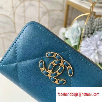 Chanel 19 Leather Zipped Coin Purse AP0949 Dark Turquoise 2020 - Click Image to Close