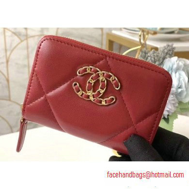 Chanel 19 Leather Zipped Coin Purse AP0949 Red 2020