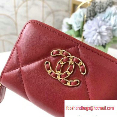 Chanel 19 Leather Zipped Coin Purse AP0949 Red 2020 - Click Image to Close