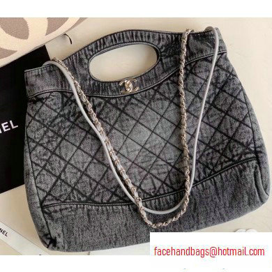 Chanel 31 Denim Large Shopping Bag AS1408 Gray 2020